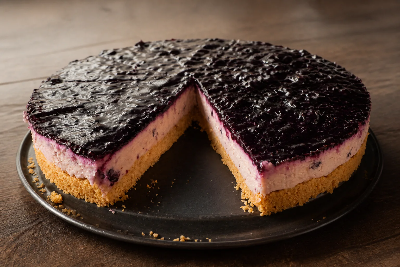 Hausgemachter Kuchen mit Beeren und Creme